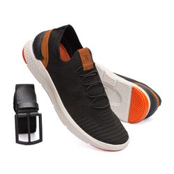 Kit Sneaker Dario Preto + Cinto Casual Masculino S... - ELEAH
