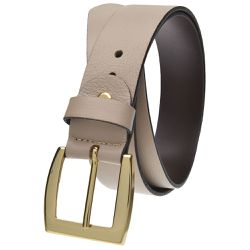 Cinto casual feminino em couro na cor nude com fiv... - ELEAH