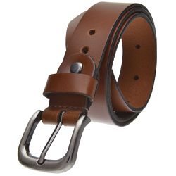 Cinto casual feminino em couro na cor conhaque com... - ELEAH