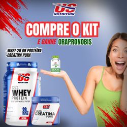 Kit 100% Whey Protein + 100% Creatina Pure e ganhe... - US Nutrition