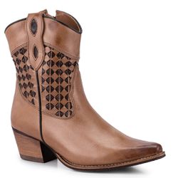 Bota Feminina Bico Fino Cano Curto - Fossil Marmor... - VAKARONY