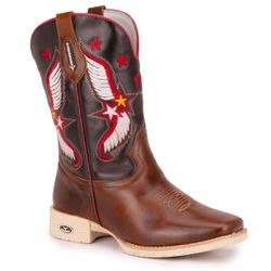 Bota Texana Masculina Bico Quadrado - Mostarda/mar... - VAKARONY