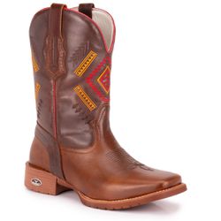 Bota Texana Masculina Bico Quadrado - Mostarda/tab... - VAKARONY