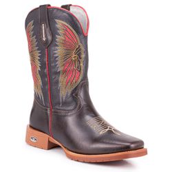Bota Texana Masculina Bico Quadrado - Café/preto -... - VAKARONY