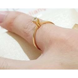 Anel de Ouro Solitário com Diamante de 5 Pts Goiân... - M Joias