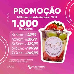 1.000 Rótulos Adesivos à Prova Dágua Personalizado... - VettorPrint