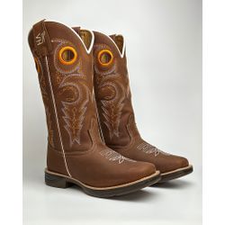 Bota Texana Masculina Couro Bovino Bico Quadrado S... - Via Horse Boots
