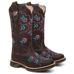 Bota Texana Feminina country em Couro legitimo Bic... - Via Horse Boots