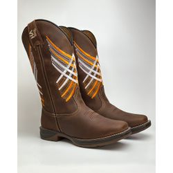 Bota Texana Masculina Couro Bovino Bico Quadrado S... - Via Horse Boots