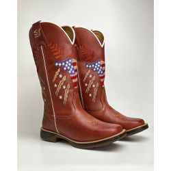 Bota Texana Masculina Bulls country em Couro Legít... - Via Horse Boots