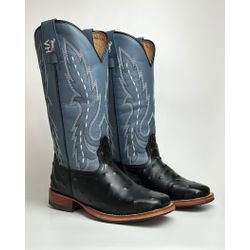 Bota Texana Masculina Avestruz Couro Bovino Countr... - Via Horse Boots