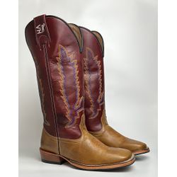 Bota Texana Masculina Bordado Cocar Country em Cou... - Via Horse Boots