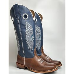 Bota Texana Masculina Bordado Indio Country em Cou... - Via Horse Boots