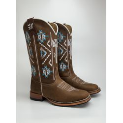Bota Texana Feminina Country Em Couro Legitimo Bic... - Via Horse Boots
