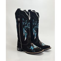 Bota Texana em Couro Bordado Filtro dos Sonhos - Via Horse Boots
