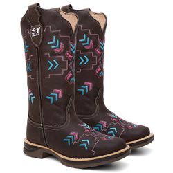 Bota Texana Feminina country em Couro legitimo Bic... - Via Horse Boots