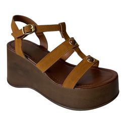 Sandalia Anabela Lua Camurça Carvalho - 12040-carv... - VIANZA