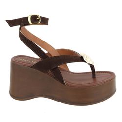 Sandalia Anabela Mel Carmurça Marrom - 12020-Marro... - VIANZA