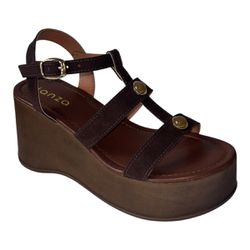 Sandalia Anabela Lua Camurça Terra - 12040-terra - VIANZA