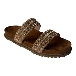 Papete FlatForm Rubi Palmilha em Camurça Dourada -... - VIANZA