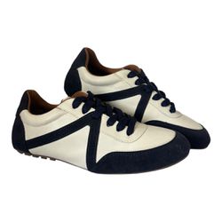 Tenis Retro Eudora Off White com Marinho - 32010-o... - VIANZA