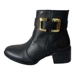 Bota Agatha em Couro Preto - 1530 Preto - VIANZA