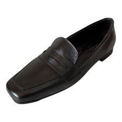 Mocassim Antonella em Couro Preto - 9000 Preto - VIANZA