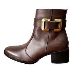 Bota Agatha em Couro Café - 1530 Cafe - VIANZA