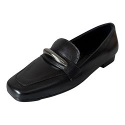 Mocassim Maria em Couro Preto - 9001 Preto - VIANZA