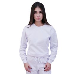 Blusa Moletom Plus Size Lisa Fechada Branco - 8012 - Loja Via Tropical