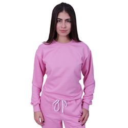 Blusa Moletom Plus Size Lisa Fechada Rosa - 8012R - Loja Via Tropical
