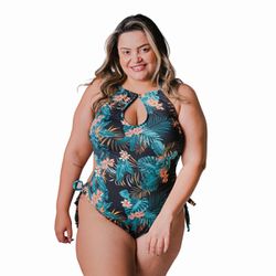 Maiô Plus Size Engana Mamãe Com Bojo Fixo Azul Mar... - Loja Via Tropical
