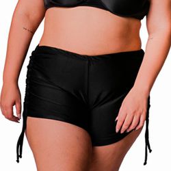 Short de Biquíni c/Ajuste Lateral Plus Size Preto ... - Loja Via Tropical