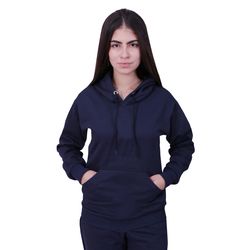 Blusa de Frio Moletom Feminina Com Capuz Azul Mari... - Loja Via Tropical