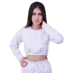 Blusa Moletom Cropped Infantil Liso Branco - 2010B - Loja Via Tropical