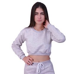 Blusa Moletom Cropped Infantil Liso Cinza - 2010CZ - Loja Via Tropical