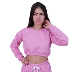 Blusa Moletom Cropped Infantil Liso Rosa - 2010R - Loja Via Tropical