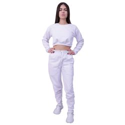 Conjunto Moletom Cropped Infantil Liso Branco - 20... - Loja Via Tropical