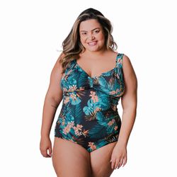 Maiô Reforçado Plus Size Frente Única Azul Marinho... - Loja Via Tropical