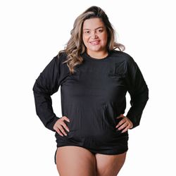 Camisa Térmica Plus Size Proteção Solar UV50 Preto... - Loja Via Tropical
