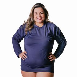 Camisa Térmica Plus Size Proteção Solar UV50 Azul ... - Loja Via Tropical