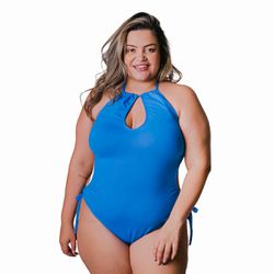 Maiô Plus Size Engana Mamãe Com Bojo Fixo Azul Bic... - Loja Via Tropical