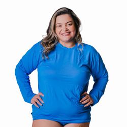 Camisa Térmica Plus Size Proteção Solar UV50 Azul ... - Loja Via Tropical