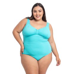 Maiô Reforçado Plus Size Frente Única Ciano - 85 - Loja Via Tropical