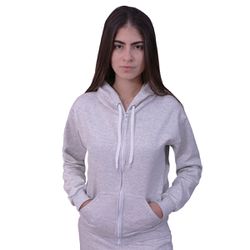 Blusa Moletom Com Zíper Feminino Cinza - 6011CZ - Loja Via Tropical