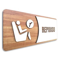 Placa De Sinalização | Repouso - MDF 30x13cm - AC0... - Victare Oficial - Direto do Fabricante