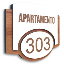 Placa Número do Apartamento - MDF 15x13cm - DV0058 - Victare Oficial - Direto do Fabricante