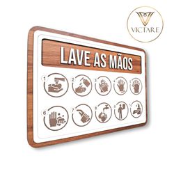 Placa De Sinalização | Aviso - Lave as mãos - FP06... - Victare Oficial - Direto do Fabricante