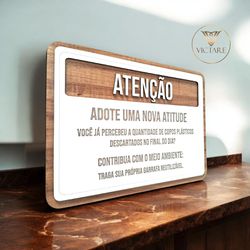 Placa De Sinalização | Adote uma nova atitude - FP... - Victare Oficial - Direto do Fabricante