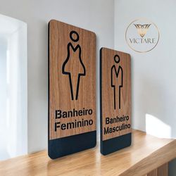Kit Placa De Sinalização | Banheiro Feminino e Mas... - Victare Oficial - Direto do Fabricante